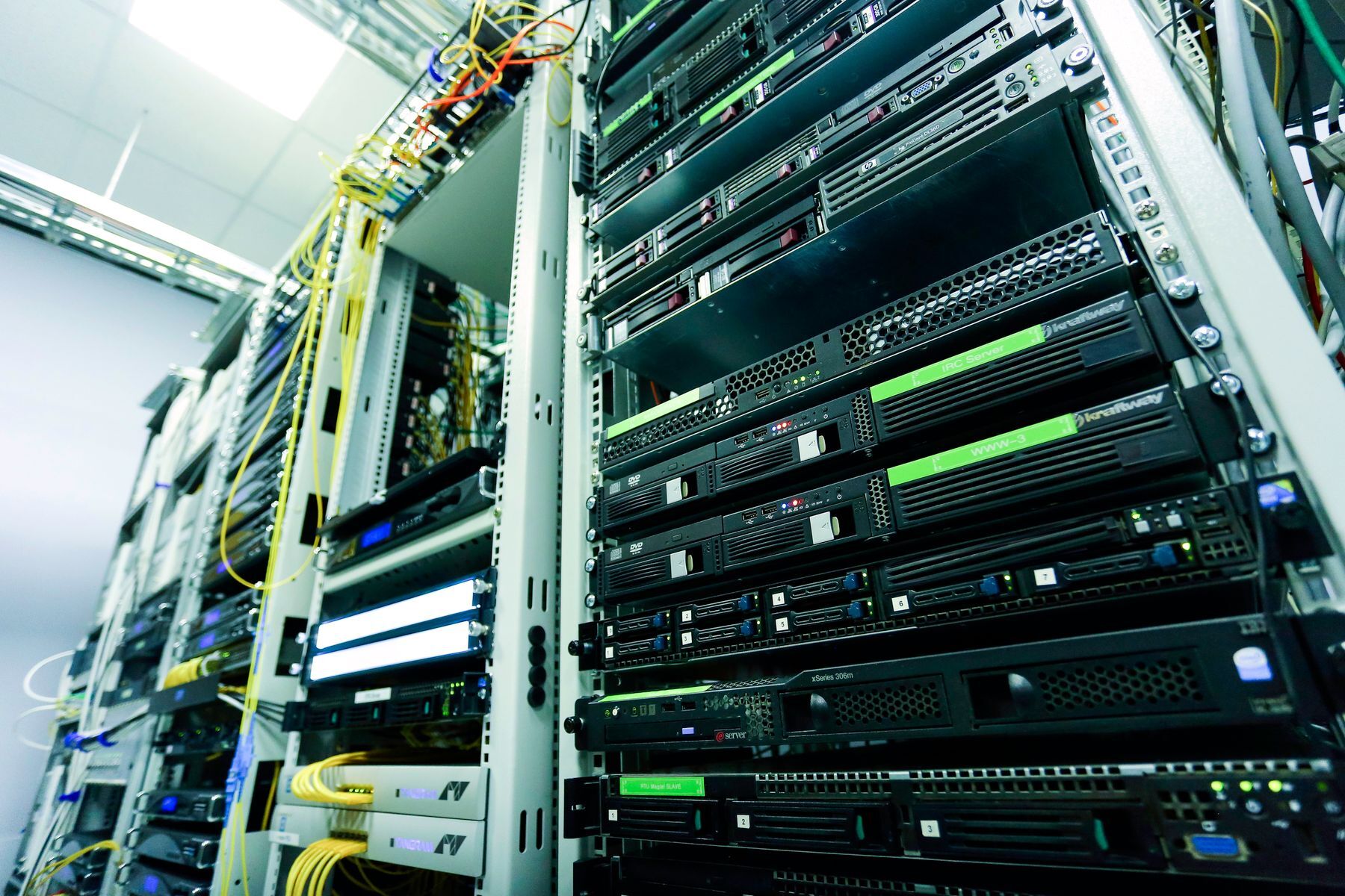 Server and network equipment in a data center rack